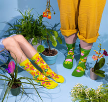 Load image into Gallery viewer, Mushroom Butterfly Socks - Women's 1970s Retro Crew Socks