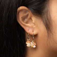Load image into Gallery viewer, Mushroom Butterfly Earrings - Gold Psychedelic 70s Jewelry