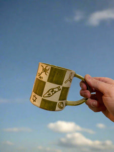 checkerboard mug - hollow bird