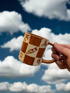 checkerboard mug - hollow bird