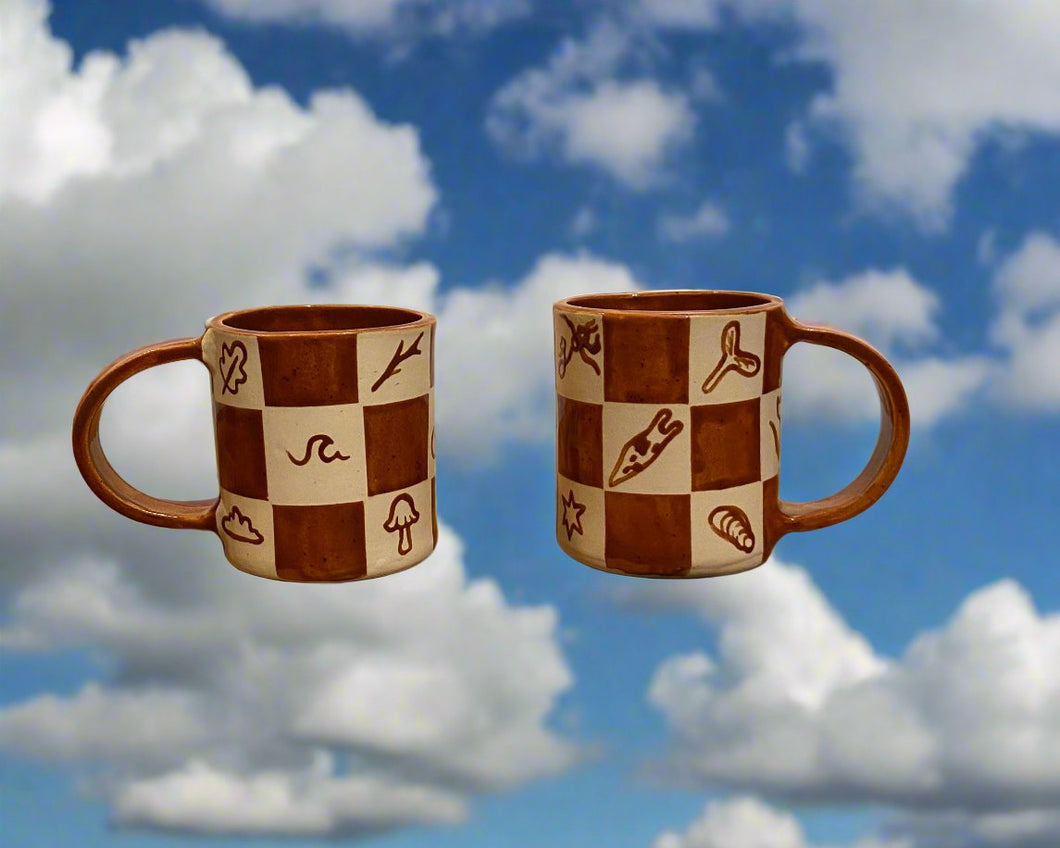 checkerboard mug - hollow bird