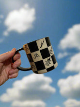 Load image into Gallery viewer, checkerboard mug - hollow bird
