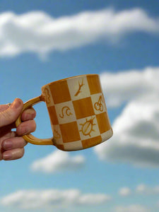 checkerboard mug - hollow bird