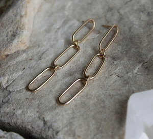 Pacific Alchemy - gold chain stud earring